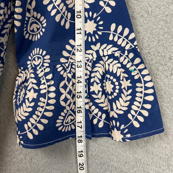 Saiph Lab Italy Women's Tiered Bell Sleeve Santorini Mini Dress White Blue L - Picture 5 of 8